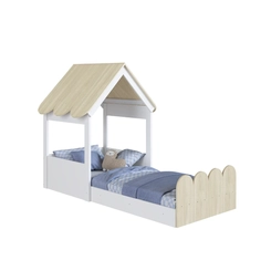 Cama Solteiro Completa Móveis Branco/Carvalho SE
