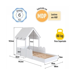 Cama Solteiro Completa Móveis Branco SE