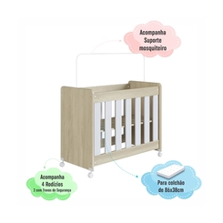 Berço Completa Móveis Mini BB040CABC Carvalho Araguaia/Branco SE