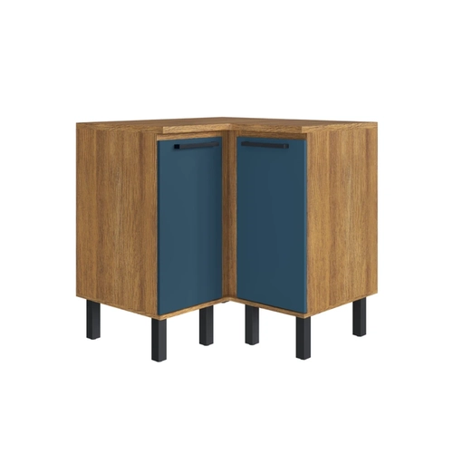Balcão 88cm Móveis Canção 1 Porta Cassis 7211.001 Cinamomo/Azul Secreto SE