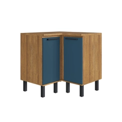 Balcão 88cm Móveis Canção 1 Porta Cassis 7211.001 Cinamomo/Azul Secreto SE