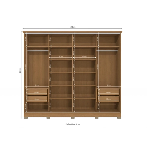 Guarda-Roupa 4 Portas Kappesberg N565-CNMC Canela/Macadâmia SE Guarda-Roupa 4 Portas Kappesberg N565-CNMC Canela/Macadâmia SE