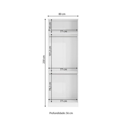 Guarda-Roupa 2 Portas Kappesberg Modulado N555 Branco/Nogueira SE