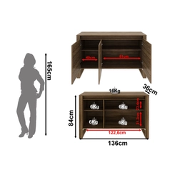Balcão 136cm Tecno Mobili ME4147.2 Nogal SE
