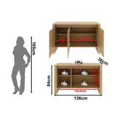 Balcão 136cm Tecno Mobili ME4147.4 Amêndoa SE