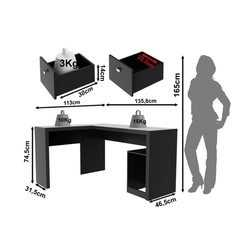 Mesa de Escritório Tecno Mobili ME4129.0012 Preto SE