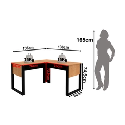 Mesa de Escritório Tecno Mobili ME4181.0001 Amêndoa/Preto SE