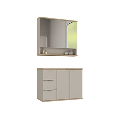 Conjunto de Banheiro Estilare Sem Cuba CNJ4006 5 portas Nude/Carvalho SE
