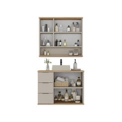 Conjunto de Banheiro Estilare Com Cuba CNJC4006 5 Portas Nude/Carvalho SE