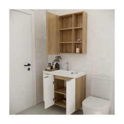 Conjunto de Banheiro Estilare Com Cuba CNJC5007 3 Portas Carvalho/Branco SE