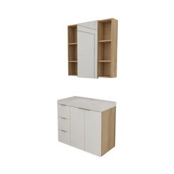 Conjunto de Banheiro Estilare Com Cuba CNJC5007 3 Portas Carvalho/Branco SE