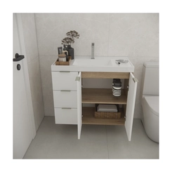 Conjunto de Banheiro Estilare Com Cuba CNJC5007 3 Portas Carvalho/Branco SE
