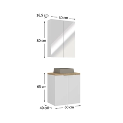 Conjunto de Banheiro Estilare Sem Cuba CNJ4009 4 Portas Branco/Carvalho SE
