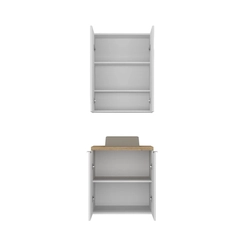Conjunto de Banheiro Estilare Sem Cuba CNJ4009 4 Portas Branco/Carvalho SE
