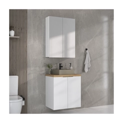 Conjunto de Banheiro Estilare Sem Cuba CNJ4009 4 Portas Branco/Carvalho SE