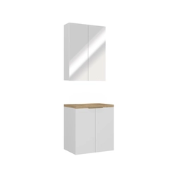Conjunto de Banheiro Estilare Sem Cuba CNJ4009 4 Portas Branco/Carvalho SE