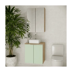 Conjunto de Banheiro Estilare Sem Cuba CNJ4009 4 Portas Carvalho/Verde SE
