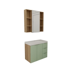 Conjunto de Banheiro Estilare Com Cuba CNJC5006 3 Portas Carvalho/Verde SE