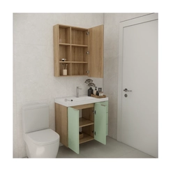 Conjunto de Banheiro Estilare Com Cuba CNJC5006 3 Portas Carvalho/Verde SE