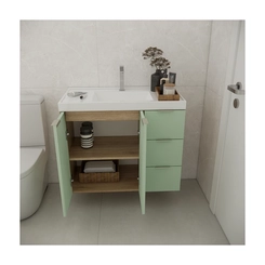 Conjunto de Banheiro Estilare Com Cuba CNJC5006 3 Portas Carvalho/Verde SE