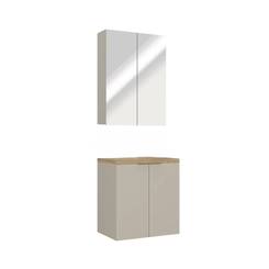 Conjunto de Banheiro Estilare Sem Cuba CNJ4009 4 Portas Nude/Carvalho SE