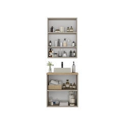 Conjunto de Banheiro Estilare Sem Cuba CNJ4009 4 Portas Nude/Carvalho SE