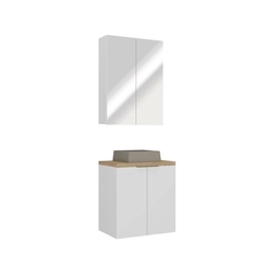 Conjunto de Banheiro Estilare Com Cuba CNJC4009 4 Portas Branco/Carvalho SE