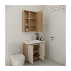 Conjunto de Banheiro Estilare Com Cuba CNJC5006 3 Portas Carvalho/Nude SE