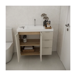 Conjunto de Banheiro Estilare Com Cuba CNJC5006 3 Portas Carvalho/Nude SE