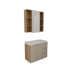 Conjunto de Banheiro Estilare Com Cuba CNJC5006 3 Portas Carvalho/Nude SE