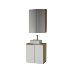 Conjunto de Banheiro Estilare Com Cuba CNJC4009 4 Portas Carvalho/Branco SE