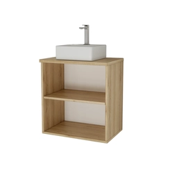 Conjunto de Banheiro Estilare Com Cuba CNJC4009 4 Portas Carvalho/Branco SE