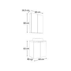 Conjunto de Banheiro Estilare Com Cuba CNJC4009 4 Portas Carvalho/Branco SE