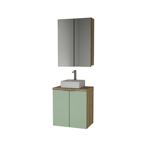 Conjunto de Banheiro Estilare Com Cuba CNJC4009 4 Portas Carvalho/Verde SE