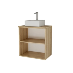 Conjunto de Banheiro Estilare Com Cuba CNJC4009 4 Portas Carvalho/Verde SE