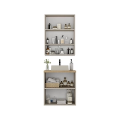 Conjunto de Banheiro Estilare Com Cuba CNJC4009 4 Portas Nude/Carvalho SE