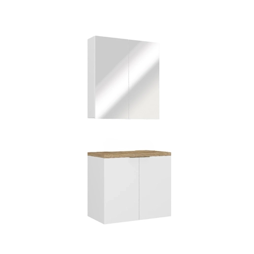 Conjunto de Banheiro Estilare Sem Cuba CNJ4012 4 Portas Branco/Carvalho SE