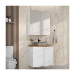 Conjunto de Banheiro Estilare Sem Cuba CNJ4012 4 Portas Branco/Carvalho SE