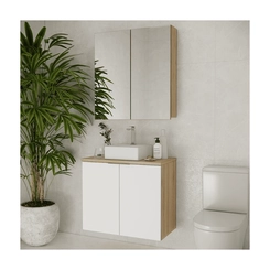 Conjunto de Banheiro Estilare Sem Cuba CNJ4012 4 Portas Carvalho/Branco SE