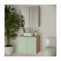 Conjunto de Banheiro Estilare Sem Cuba CNJ4012 4 Portas Carvalho/Verde SE