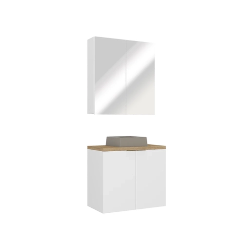 Conjunto de Banheiro Estilare Com Cuba CNJC4012 4 Portas Branco/Carvalho SE