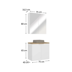 Conjunto de Banheiro Estilare Com Cuba CNJC4012 4 Portas Branco/Carvalho SE