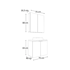 Conjunto de Banheiro Estilare Com Cuba CNJC4012 4 Portas Carvalho/Branco SE
