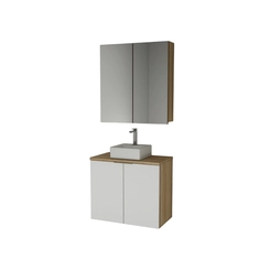 Conjunto de Banheiro Estilare Com Cuba CNJC4012 4 Portas Carvalho/Branco SE