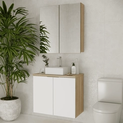 Conjunto de Banheiro Estilare Com Cuba CNJC4012 4 Portas Carvalho/Branco SE