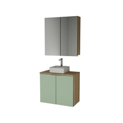 Conjunto de Banheiro Estilare Com Cuba CNJC4012 4 Portas Carvalho/Verde SE