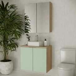 Conjunto de Banheiro Estilare Com Cuba CNJC4012 4 Portas Carvalho/Verde SE