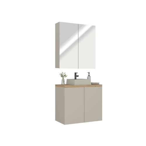 Conjunto de Banheiro Estilare Com Cuba CNJC4012 4 Portas Nude/Carvalho SE