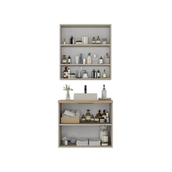 Conjunto de Banheiro Estilare Com Cuba CNJC4012 4 Portas Nude/Carvalho SE
