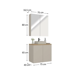 Conjunto de Banheiro Estilare Com Cuba CNJC4012 4 Portas Nude/Carvalho SE